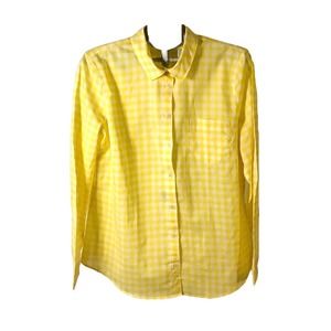 J. Crew Plaid White/Yellow Cotton Button-Up Shirt Size XL